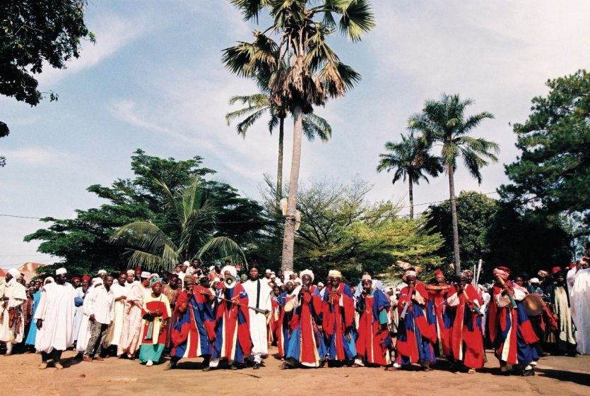 Les griots, musiciens de la cour du roi Bamoun.