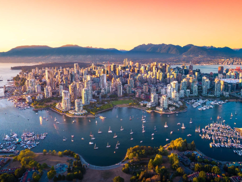Puesta de sol sobre Vancouver